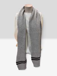 Chunky Rib Scarf With Contrast Stripe