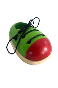 Kids: "Learn to tie your laces" wooden shoe