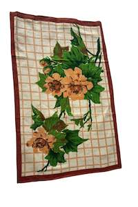 Vintage brown florals tea towel
