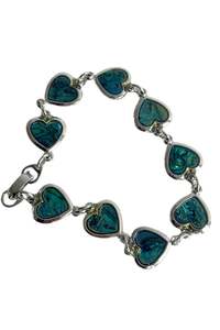 Jewellery: Paua shell hearts bracelet