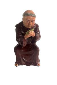 Antique Monk playing cards figurine