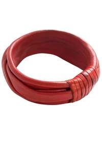 Chunky red leather bangle