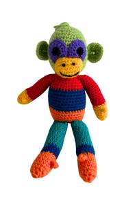 Funky monkey knitted teddy bear