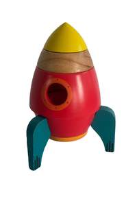 Vintage wooden rocket stacking blocks tower