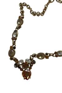 Jewellery: Chunky gem cluster golden chain necklace