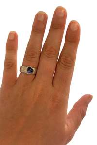 Jewellery: Bob Wyber 925 Silver Iolite ring *O1/4