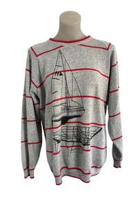 NZ made Cerano knitwear by Famarine sailboat knit jumper, M