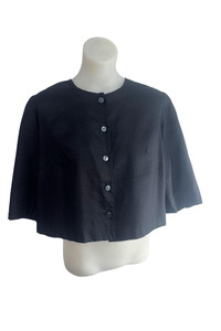 Silk blend cropped button up blouse, M
