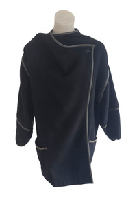 Frontpage: Vintage Rosaria Hall NZ made leather trim wool wrap jacket, 12