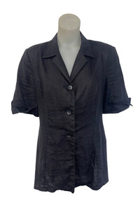 Staxs black linen blouse, 12