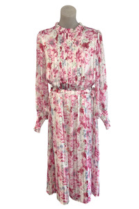 Augustine pink + gold floral high neck dress, M