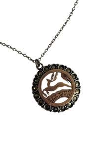 925 Silver + 14ct Gold pyrite stag necklace