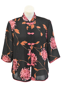 Tops: Richness Fashion Oriental button up blouse, XL