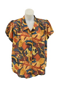 Tops: 1980's/90's Groovy retro button up top, S