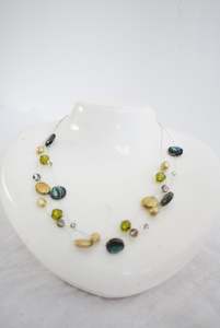 Y2K Paua + bead wire necklace