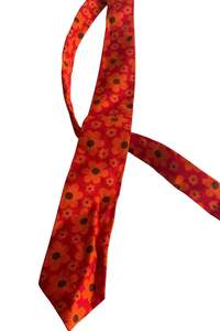 Mens: Retro orange flowers tie