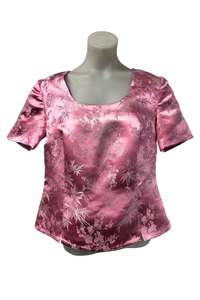 Tops: Handmade pink floral oriental blouse, 16