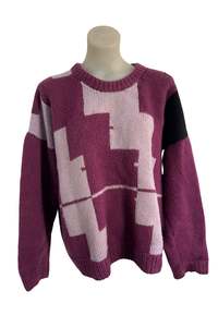 Vintage purple chunky knit jumper, L
