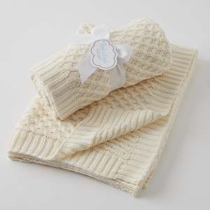 Gifts For Baby: Cream Basket Weave Knit Baby Blanket