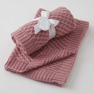 Gifts For Baby: Blush Basket Weave Knit Baby Blanket