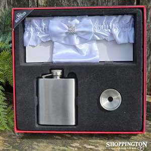 Wedding Gifts: Hip Flask & Garter Set