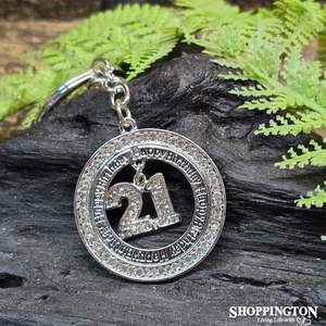 Keyring - Giant Diamante 21 Happy Birthday