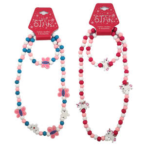 Gifts For Girls: Butterfly or Unicorn Necklace & Bracelet Set