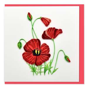 Handmade Gift Card - Quilled Poppy