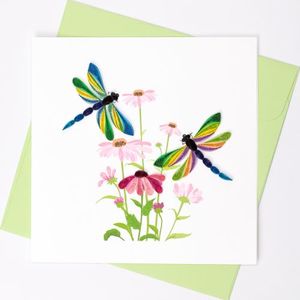 Books Stationary: Handmade Gift Card - Quilled Dragonfly Duo