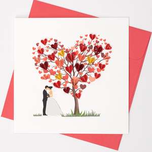 Gift Cards: Handmade Gift Card - Quilled Wedding Heart Tree