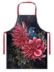 Apron NZ Print - Tui in the Dahlias - Anita Madhav