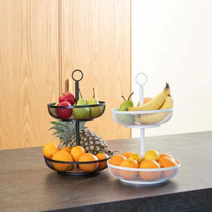 Kitchen Dining: 2 Tier Fruit Basket - Black