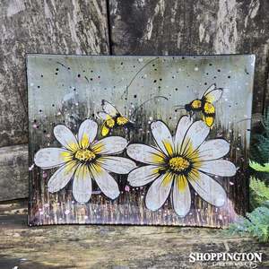 Serving Utensils: Glass Bumble Bee Plate 26cm x 21cm