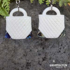Bone Carving Earrings - Kete & Paua