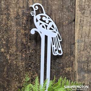 Acrylic Garden Stake - White Koru Tui