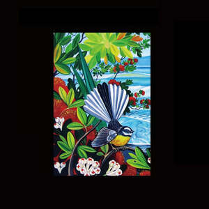 Souvenirs: NZ Print Tea Towel - Ocean Fantail