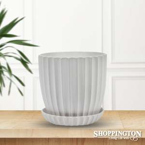 Planter Pots: Pot Planter - Ridge Pot with Saucer