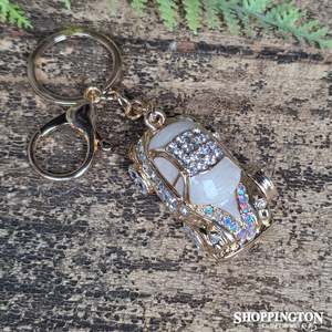 Keyrings: Keyring - Cream Diamante Mini