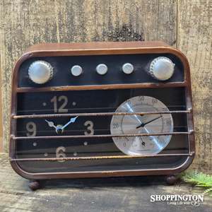 Clock/Barometer Metal Old Style Radio