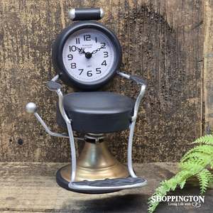 Clock Metal Old Fashioned Barbers Chair - Black