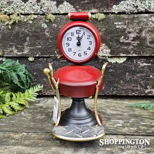 Clock Metal Old Fashioned Barbers Chair