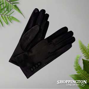 Gloves - Suede 4 Button - Black
