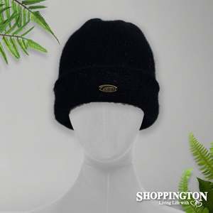 Hats Gloves: NZ Made Koru Knitwear - Possum Merino Beanie / Black