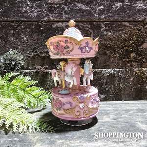 Home Decor: Horse Carousel 15cm - Pink & Purple