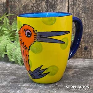 Ceramics: NZ Made Hand Painted - Yellow Kiwi Blokes Mug