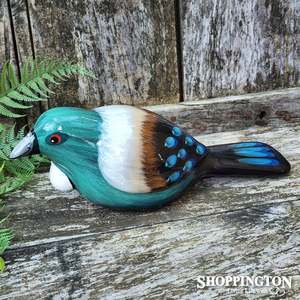 Nz Souvenirs: NZ Made Garden Ornament - Splashy Bird Art / Tui Bird