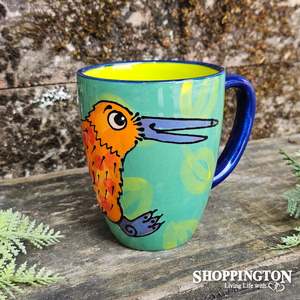 Ceramics: NZ Made Hand Painted - Green/Lime Kiwi Blokes Mug
