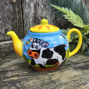 NZ Made Hand Painted - Tea Pot Cow