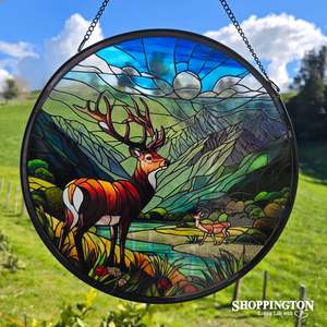 Outdoor Living: Stained Glass Hanger - Blue Mountain Deer