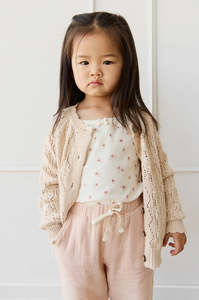 Childrens Clothing: Jamie Kay - Organic Cotton Singlet - Simple Flowers Egret